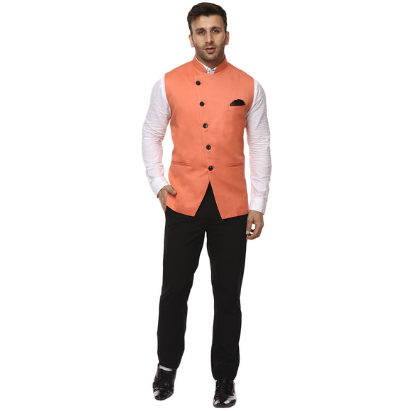 Veera Paridhaan Plain Chinese Collar Sleeveless Cotton Poly Nehru Jacket