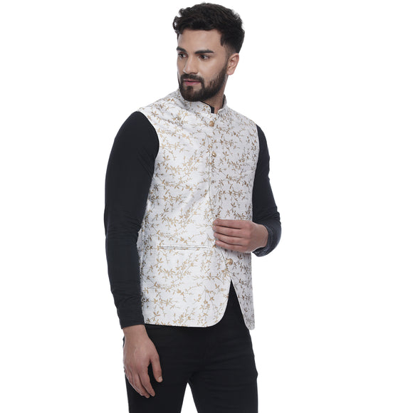 Veera Paridhaan  Jacquard Printed  Silk Nehru Jacket