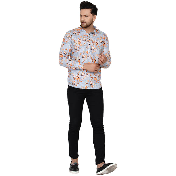 Veera Paridhaan Men's Cotton Printed Full Sleeve Short kurta