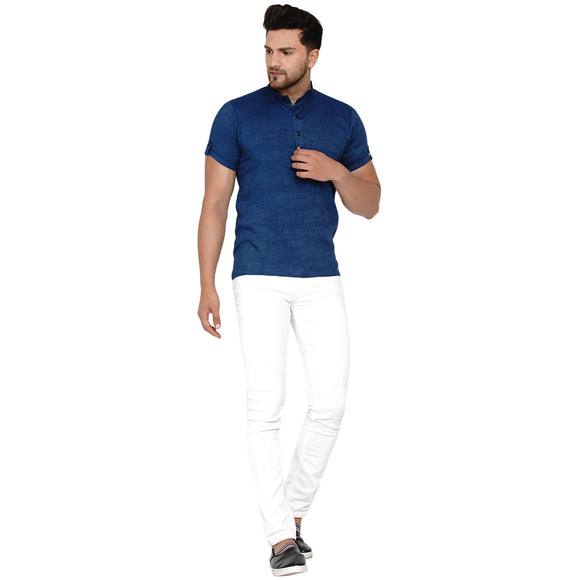 Veera Paridhaan Men's Rayon Half Sleeve Short kurta