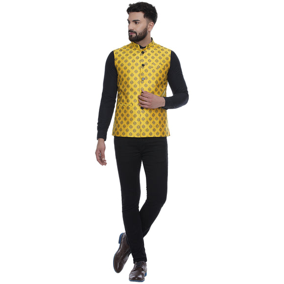 Veera Paridhaan  Jacquard Printed  Silk Nehru Jacket