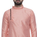 Veera Paridhaan Men's Ethnic Pink Jacquard Printed  Long  Straight Kurta-4