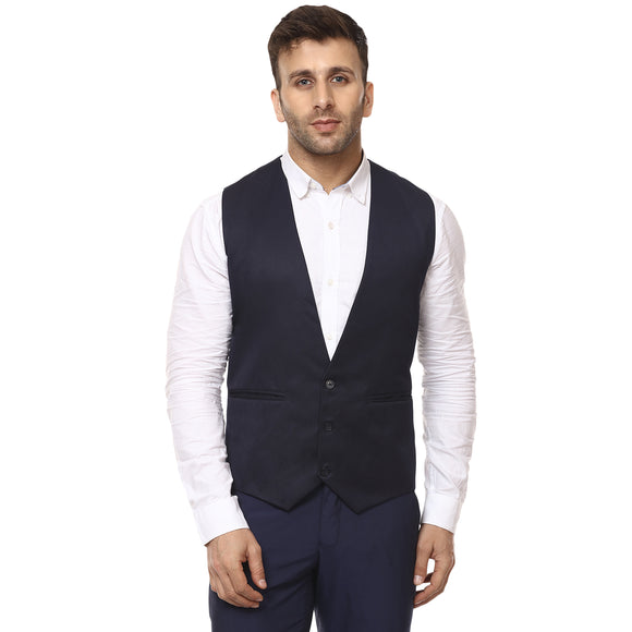 Veera Paridhaan Plain Chinese Collar Sleeveless Cotton Poly Waist Coat