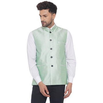 Veera Paridhaan Men's Plain Banarasi Nehru Jacket