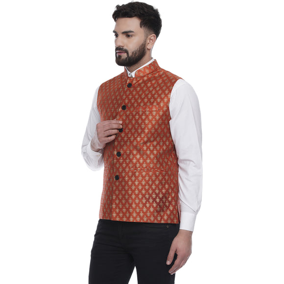 Veera Paridhaan  Jacquard Printed  Silk Nehru Jacket
