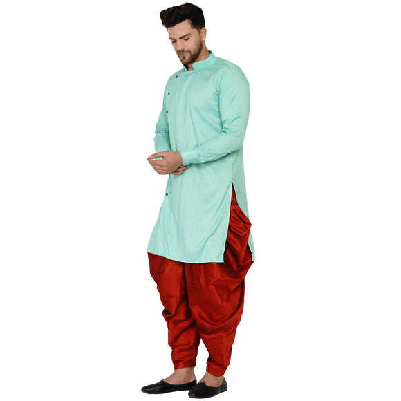 Veera Paridhaan Men's Rayon Side Pattern Full Sleeve long Straight kurta