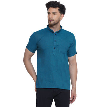 Veera Paridhaan Solid Rayon Half Sleeve Short Kurta for Men