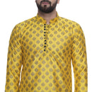 Veera Paridhaan Men's Ethnic Yellow Jacquard Printed  Long  Straight Kurta-10