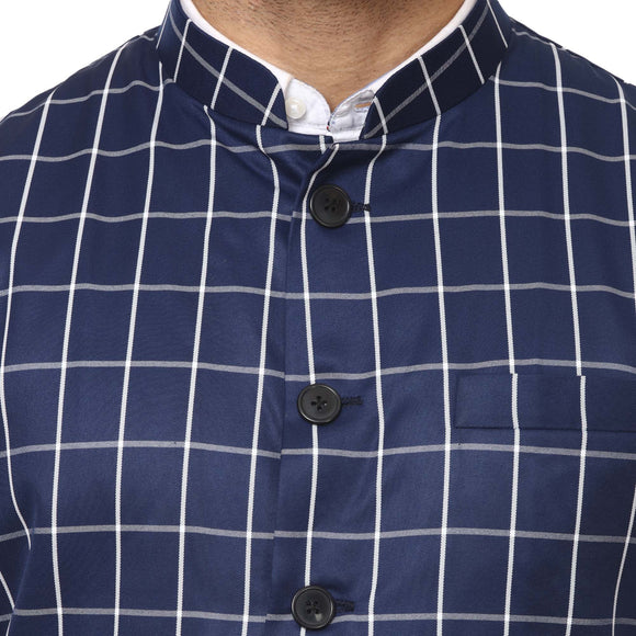 Veera Paridhaan Checkered Chinese Collar Sleeveless Cotton Poly  Nehru Jacket