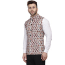Veera Paridhaan Multi Print Pure cotton knitted Blue Nehru Jacket-8