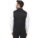 Veera Paridhaan Solid Black Cotton Poly Collared sleevless Nehru Jacket-4