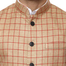 Veera Paridhaan Checkered Chinese Collar Sleeveless Cotton jute Nehru Jacket-6