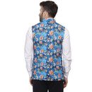 Veera Paridhaan Multi Print Pure cotton knitted Blue Nehru Jacket-19