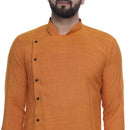 Veera Paridhaan Men's Ethnic  Yellow Rayon Side Button Long  Straight Kurta-4