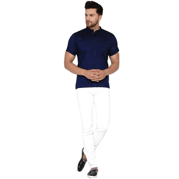 Veera Paridhaan Men's Rayon Half Sleeve Short kurta