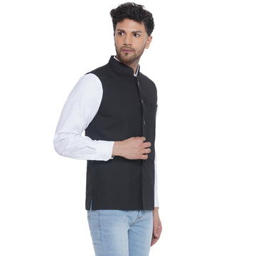 Veera Paridhaan Solid Slub Nehru Jacket for Men - 0