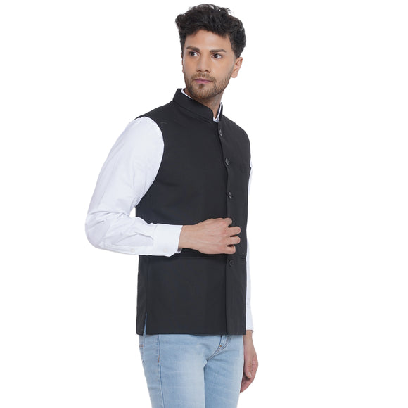 Veera Paridhaan Solid Slub Nehru Jacket for Men