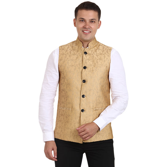 Veera Paridhaan Golden Banarasi Print Nehru Jacket