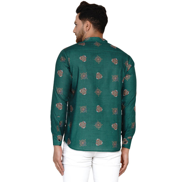 Veera Paridhaan Men's Cotton Printed Full Sleeve Short kurta
