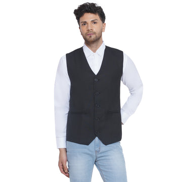 Veera Paridhaan Solid Slub Waist Coat for Men