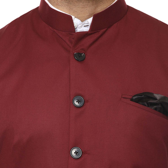 Veera Paridhaan Plain Chinese Collar Sleeveless Cotton Poly Nehru Jacket