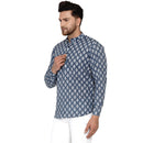 Veera Paridhaan Men's Cotton Sanganeri Printed Full Sleeve Short kurta-30