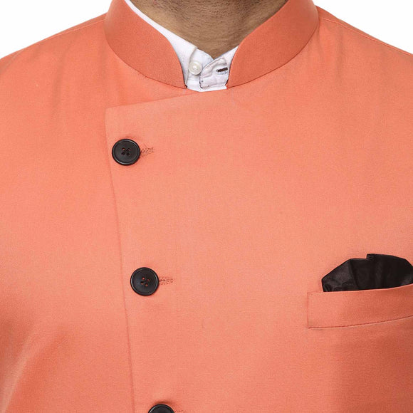 Veera Paridhaan Plain Chinese Collar Sleeveless Cotton Poly Nehru Jacket