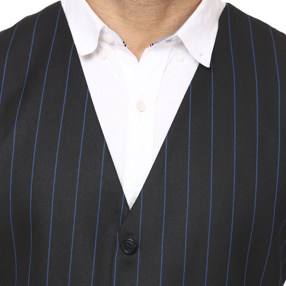 Veera Paridhaan Striped Round Neck Sleeveless Cotton Poly Waist Coat