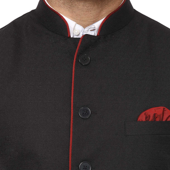 Veera Paridhaan Plain Chinese Collar Sleeveless Cotton Poly Nehru Jacket