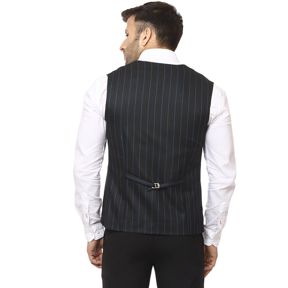 Veera Paridhaan Striped Round Neck Sleeveless Cotton Poly Waist Coat