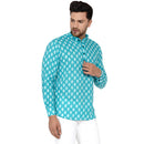 Veera Paridhaan Men's Cotton Sanganeri Printed Full Sleeve Short kurta-28