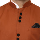 Veera Paridhaan Plain Chinese Collar Sleeveless Cotton Poly Nehru Jacket-78