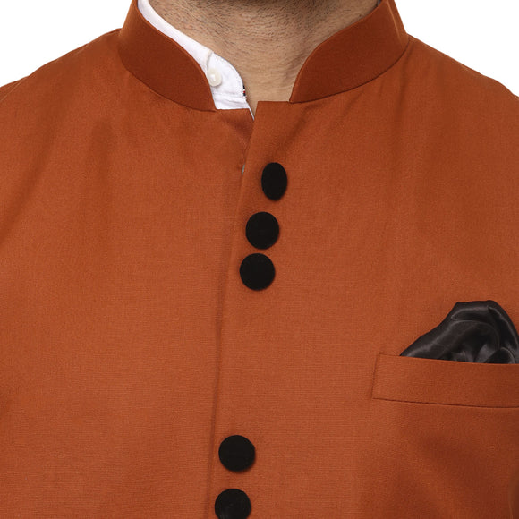 Veera Paridhaan Plain Chinese Collar Sleeveless Cotton Poly Nehru Jacket