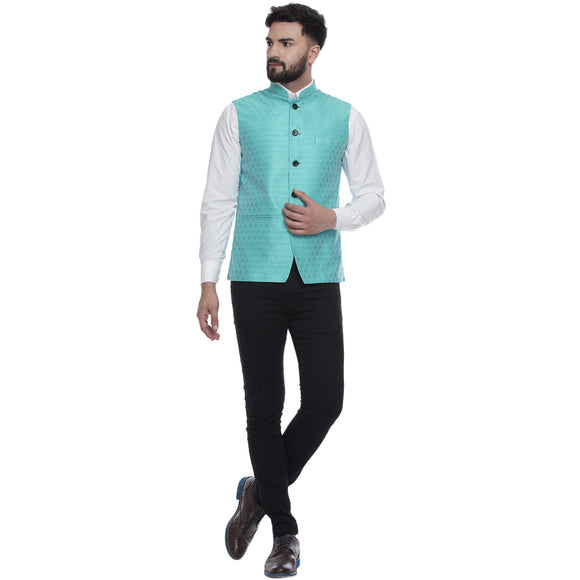Veera Paridhaan  Jacquard Printed  Silk Nehru Jacket