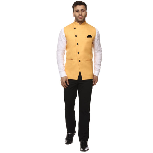 Veera Paridhaan Plain Chinese Collar Sleeveless Cotton Poly Nehru Jacket