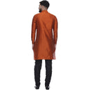 Veera Paridhaan Men's Ethnic Orange Jacquard Printed  Long  Straight Kurta-18