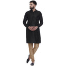Veera Paridhaan Men's Ethnic Black Jacquard Printed  Long  Straight Kurta-1