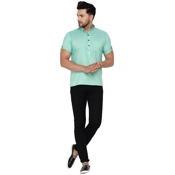 Veera Paridhaan Men's Rayon Half Sleeve Short kurta