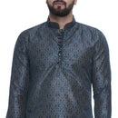 Veera Paridhaan Men's Ethnic Blue Jacquard Printed  Long  Straight Kurta-9