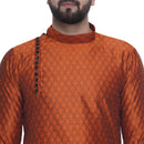 Veera Paridhaan Men's Ethnic Orange Jacquard Printed  Long  Straight Kurta-15