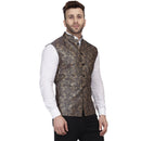 Veera Paridhaan Banarasi Jacquard Print Black Nehru Jacket-3