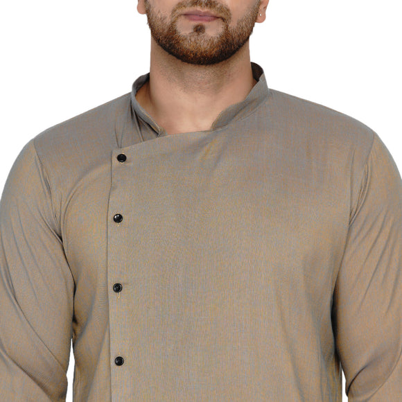 Veera Paridhaan Men's Rayon Side Pattern Full Sleeve long Straight kurta