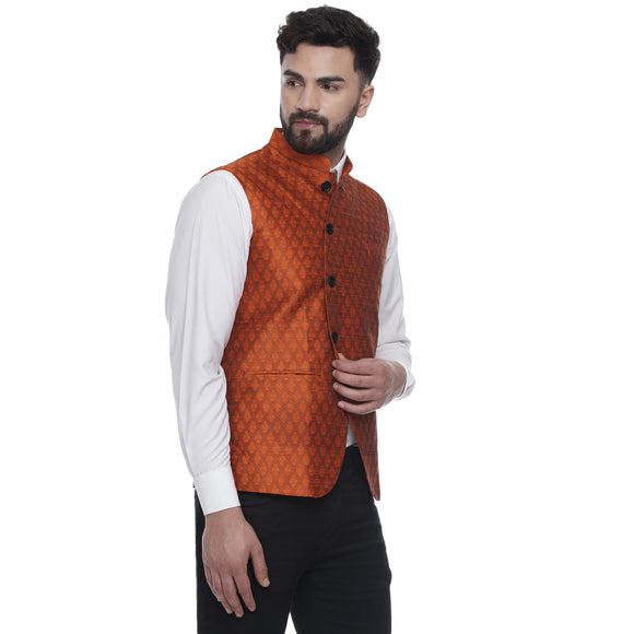 Veera Paridhaan  Jacquard Printed  Silk Nehru Jacket