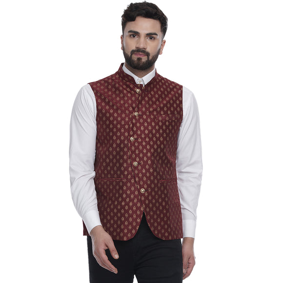 Veera Paridhaan  Jacquard Printed  Silk Nehru Jacket