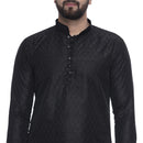 Veera Paridhaan Men's Ethnic Black Jacquard Printed  Long  Straight Kurta-13