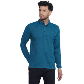 Veera Paridhaan Solid Rayon Full Sleeve Short Kurta for Men