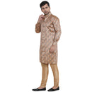 Veera Paridhaan Men's Ethnic  Beige Jacquard Multi print  Sherwani Style Long  Straight Kurta-3