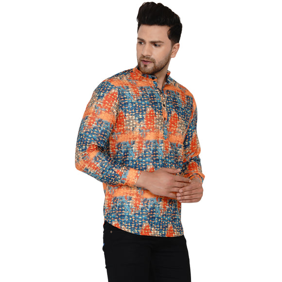 Veera Paridhaan Men's Cotton Printed Full Sleeve Short kurta