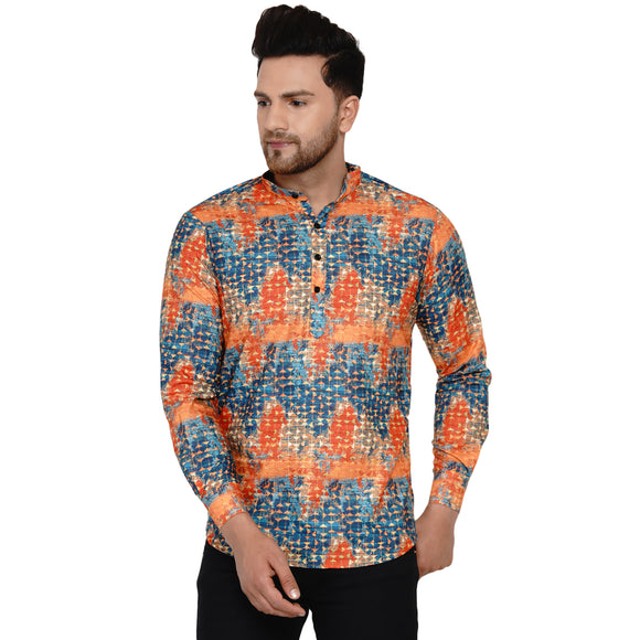 Veera Paridhaan Men's Cotton Printed Full Sleeve Short kurta