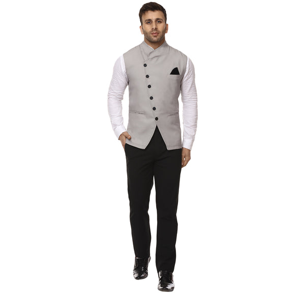 Veera Paridhaan Plain Chinese Collar Sleeveless Cotton Poly Nehru Jacket